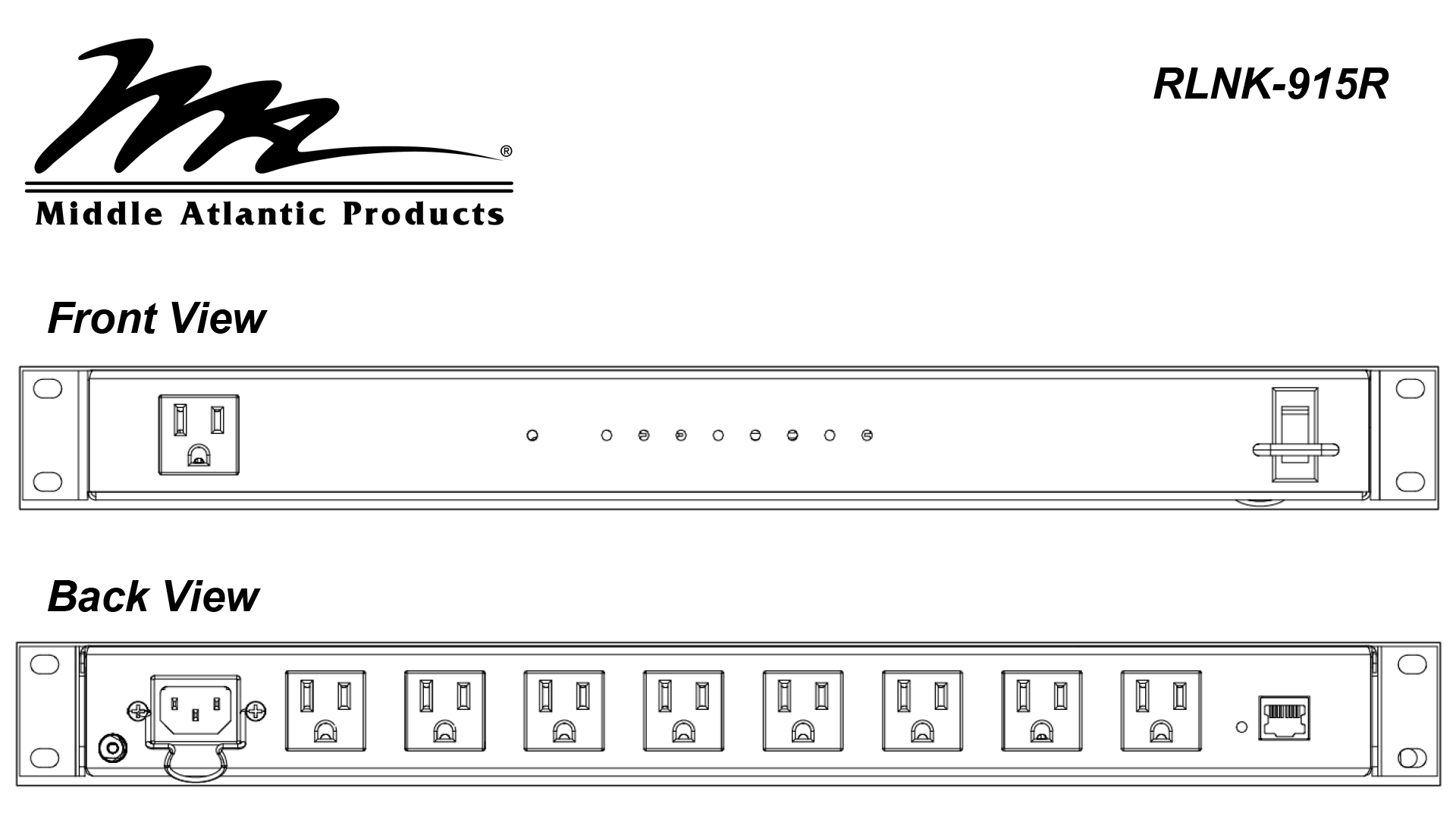 Middle Atlantic RackLink 9 Outlet Select PDU – RLNK-915R – Duke