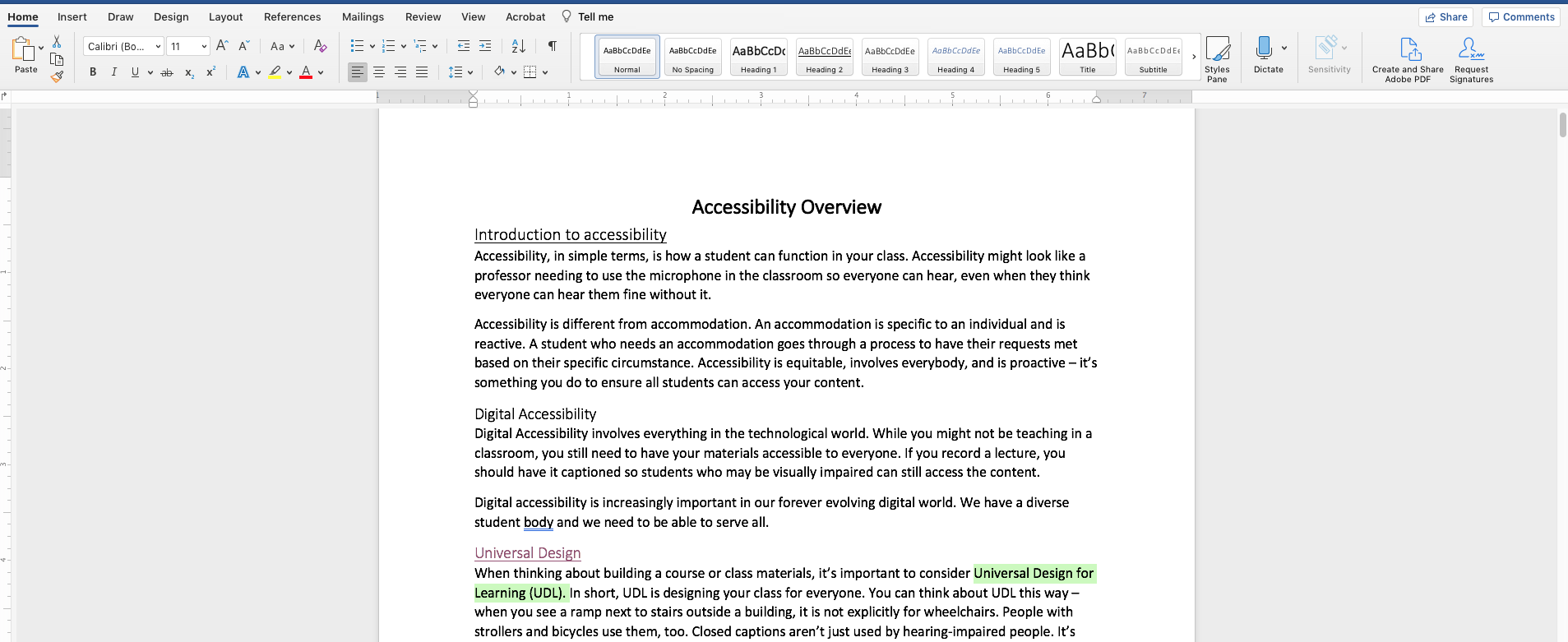 Highlighted text in Microsoft Word