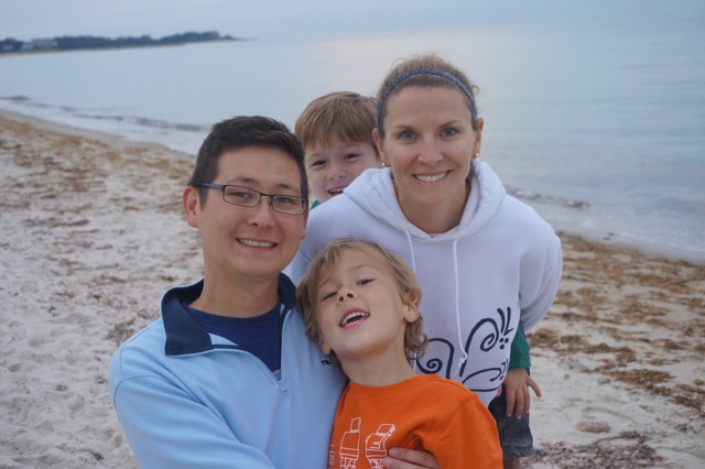Jonathan Bae, MD, with his wife Michelle and sons James and Owen.