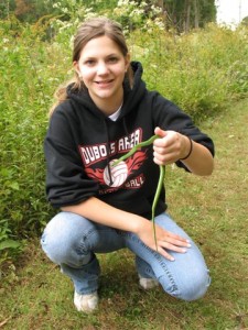 Me happily holding a non-venomous smooth green snake. Snakes rock! 