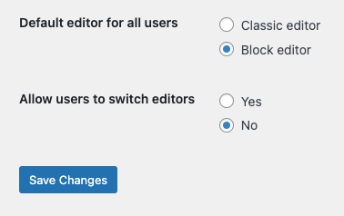 Activate the block editor from Settings, Writing