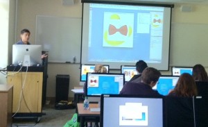 Student Technology Trainer, Kevin Hu, teaching the basics of Photoshop
