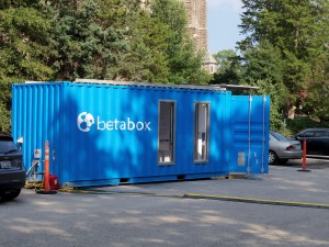 BetaBox in front of Bryan Center.