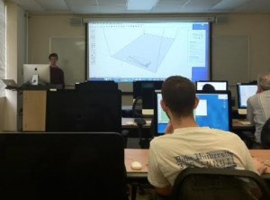 Student Trainer, (Ben Chesnut, teaching a 3D printing class.