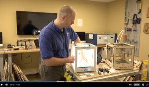 Chip Bobbert demonstrates basic 3D printer maintenance in the online mini-course, “3D Printing at Duke.”