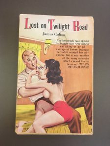 A queer pulp fiction depicting a man rejecting a topless woman's advances