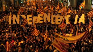 Thousands of Catalans march to gain independence from Spain. Photo by CNN