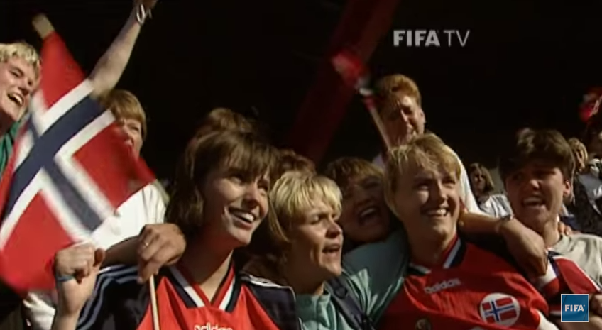 Norway celebrating after emerging victorious over the US, 1-0 (courtesy of FIFA TV)