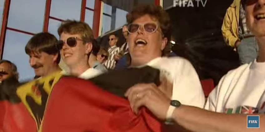 German fans celebrating after a 1-0 victory over China in the semifinals (courtesy of FIFA TV)