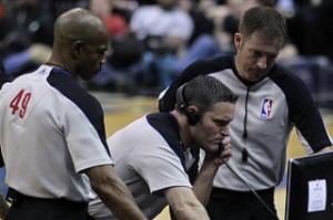 NBA Officials use instant replay to be sure that the correct call was made