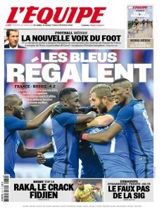 The cover of the March 30th, 2016 "L'Équipe" 