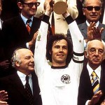 Captain Beckenbauer hoisting the 1974 World Cup trophy.