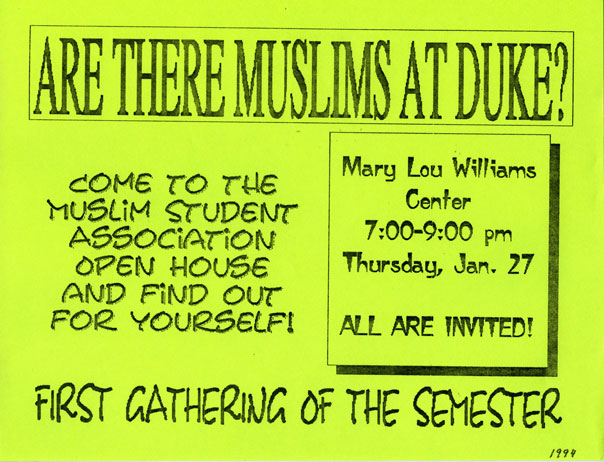 Muslim Student Association flyer, 1994