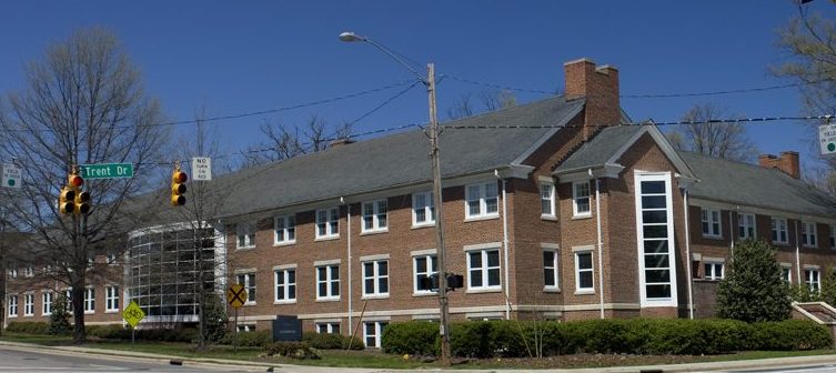 A brick building (the John Hope Franklin Center)