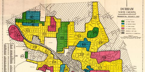 Durham map showing redlining.