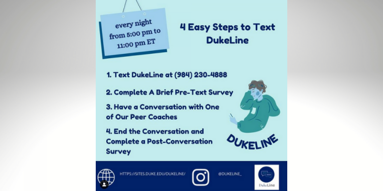 4 easy steps to text DukeLine.