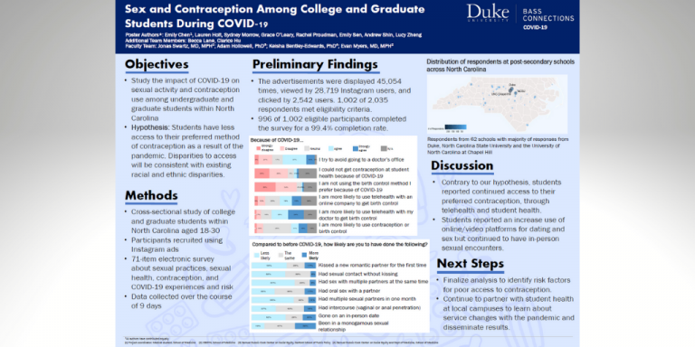 Poster from the Sex and Contraception Among College and Graduate Students During Covid-19 project team.