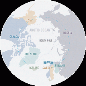 Eight Arctic Countries and land they have within the Arctic Circle 