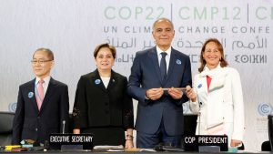 dr-lee-executive-secretary-of-the-unfccc-espinosa-moroccan-foreign-minister-and-cop22-president-mezouar-and-french-minister-for-environment-segolene-royal-launch-the-opening-of-the-un-climate-change-c