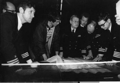 Dr. Ed Hammond (third from left)during a naval exercise.