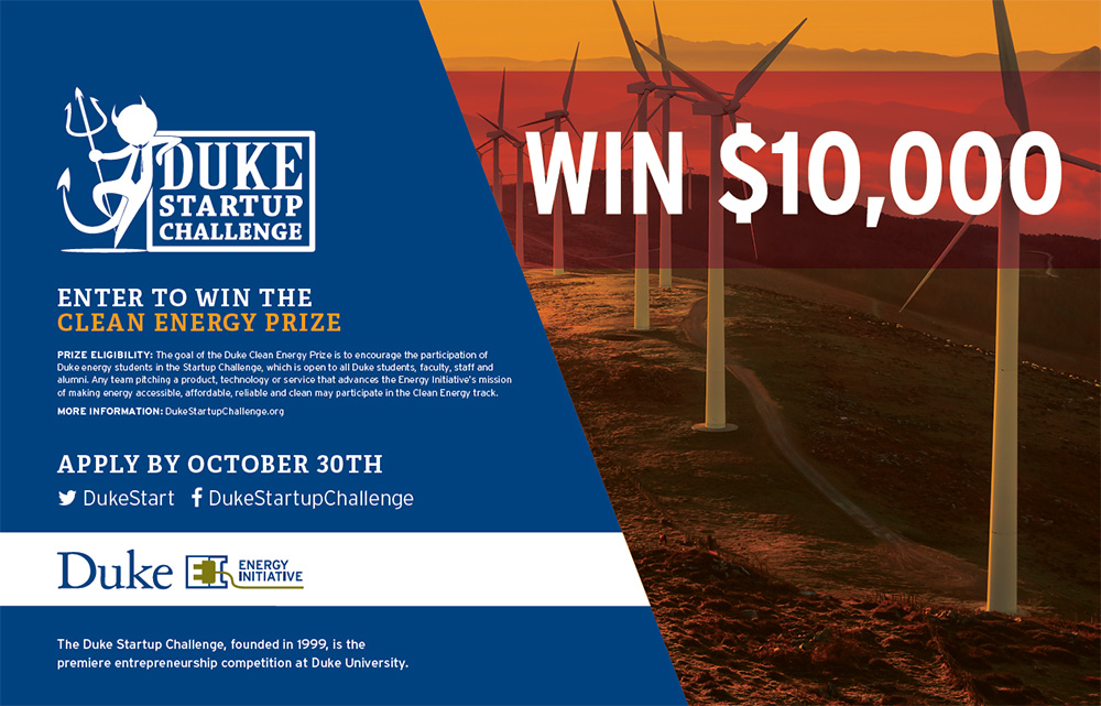Clean Energy Innovation Prize Returns to the Duke Startup Challenge