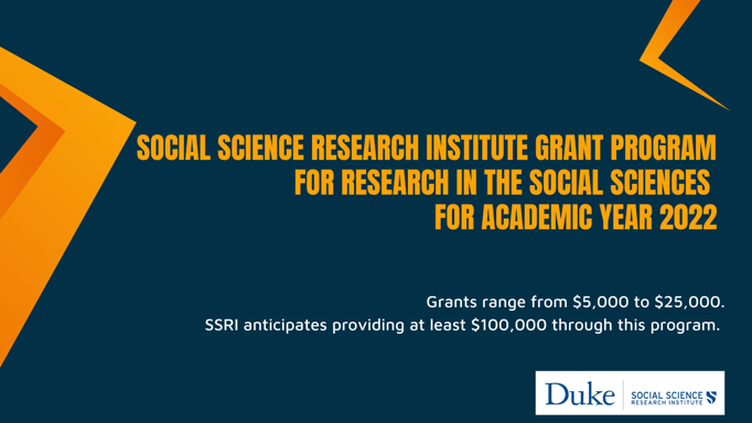 Social Science Research Institute Grant Program for Academic Year 2022.
