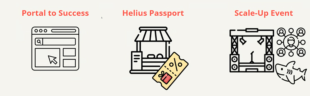 Graphic: Portal to Success, Helius Passport, Scale-Up Event.