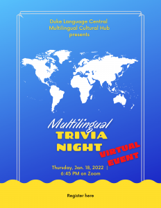 Multilingual Trivia Night poster