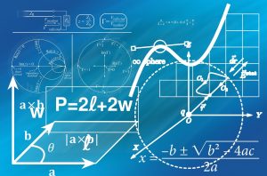 Various math equations and diagrams overlapping