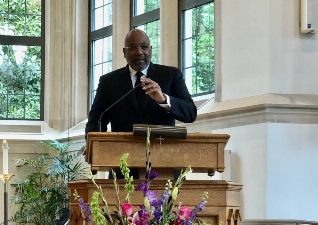 Dr. Ralph D West preaches in Goodson Chapel.