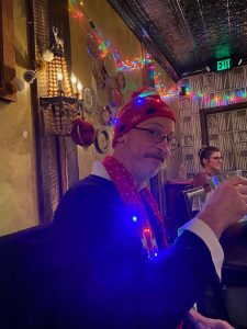Ken enjoying his new festive wear at the Poss Lab Holiday party 2022.
