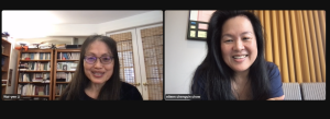 Wai-yee Li and Eileen Chow discussing Hongloumeng on Zoom 