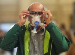 Man in ventilator mask