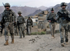 Soliders in a desert encampment