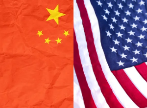 China & U.S. flags side by side
