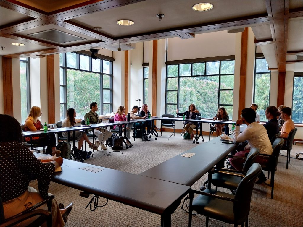 Monica Medina meets with students at the Duke Sanford School of Public Policy