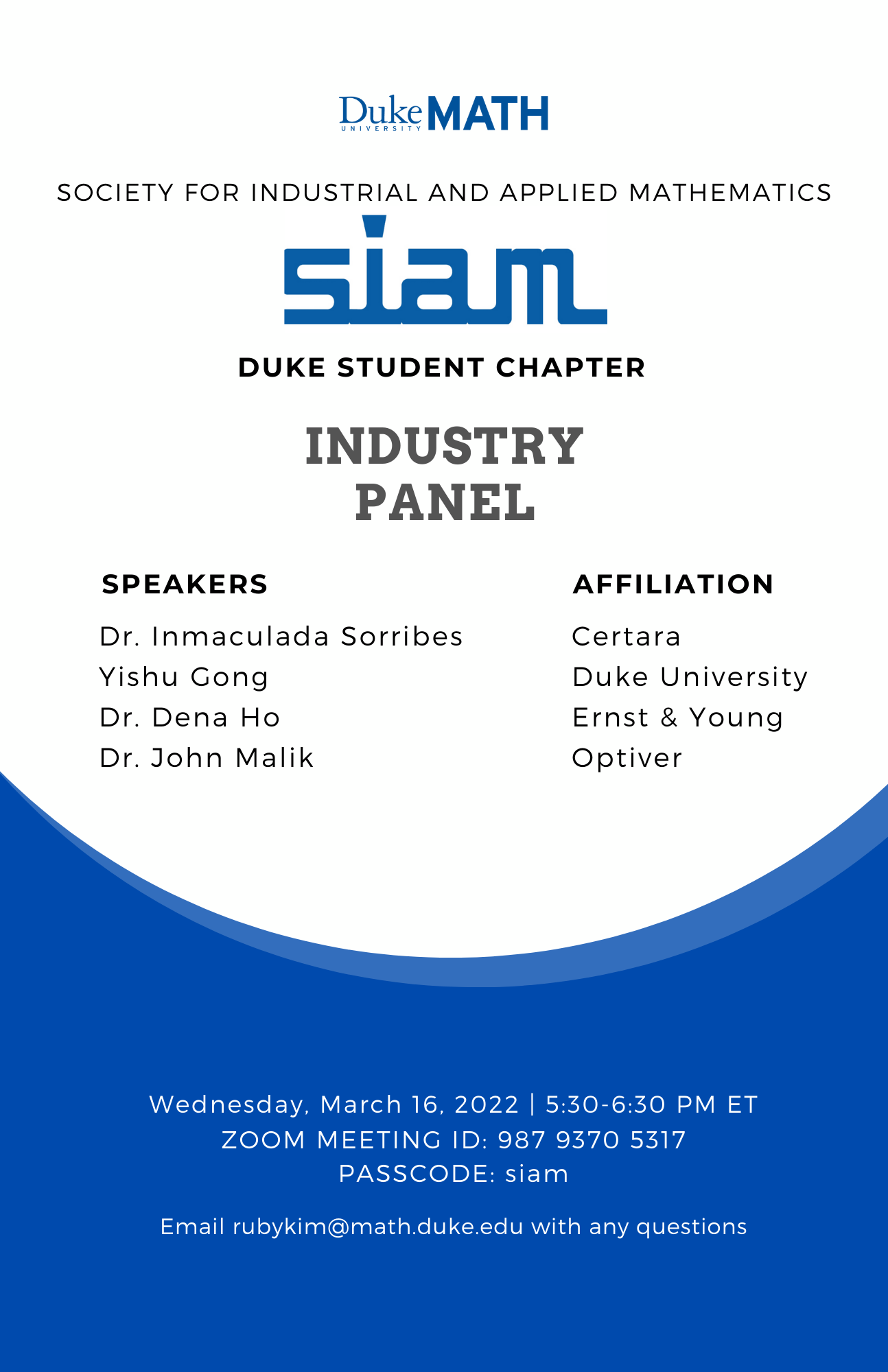 SIAM Event: Industry Careers and the Graduate School Experience