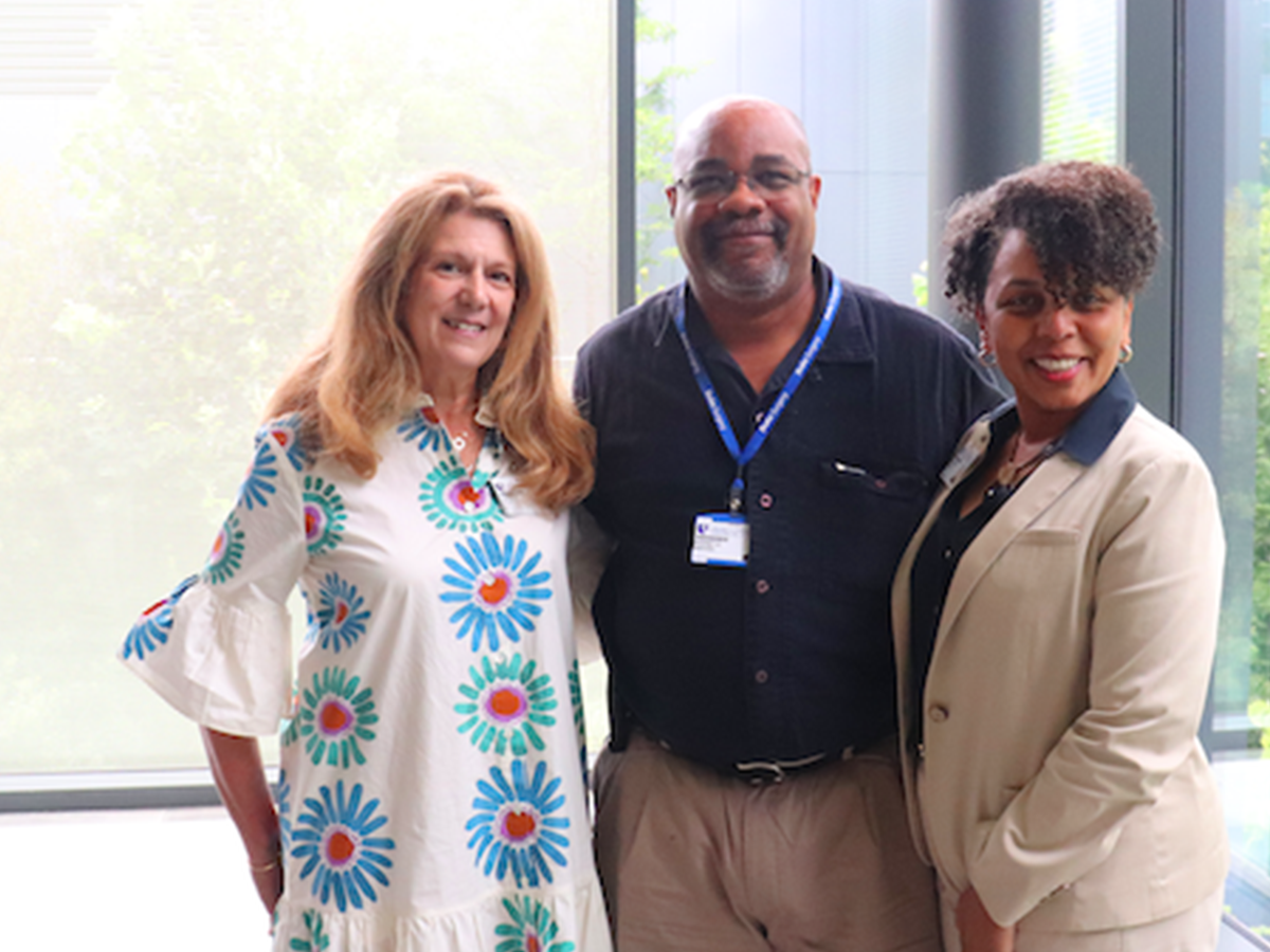 Photo of Duke Surgery's EDI leadership: Dr. Gayle DiLalla, Rodney Reeves, and Pamela Keels