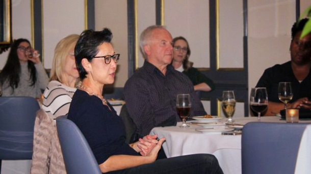 Photo of Dr. Hwang speaking at the dinner event