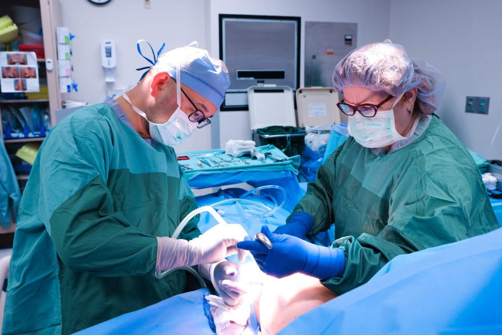 Dr. Matthew Tsuei from Central Carolina Surgery at the Greensboro Moses Cone Hospital operating room.