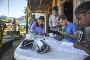 Setting up for a busy day of health data collection.