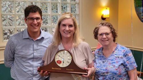 Chris Morgenstern, Renee Story, and Mitzi Scarlett at Story's retirement celebration on August 31, 2023