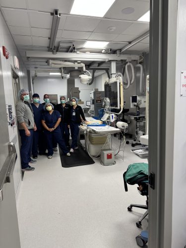 Duke Raleigh's cath team inside their new mobile space.