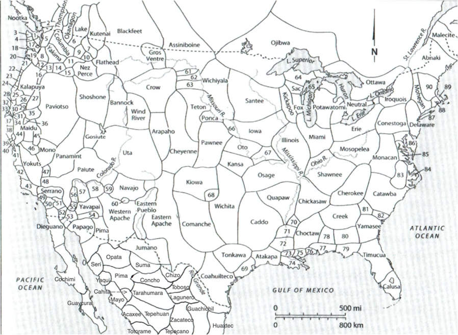 american indians map outline