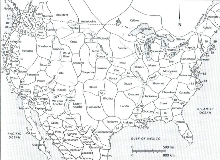 blank native american regions map