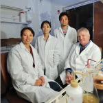 Gerald Bills, Ph.D., and colleagues Professor Xue-mei Niu, of Yunnan University; Dr. Qun Yue; and Li Chen, graduate student, are looking to natural products for drug discovery. 